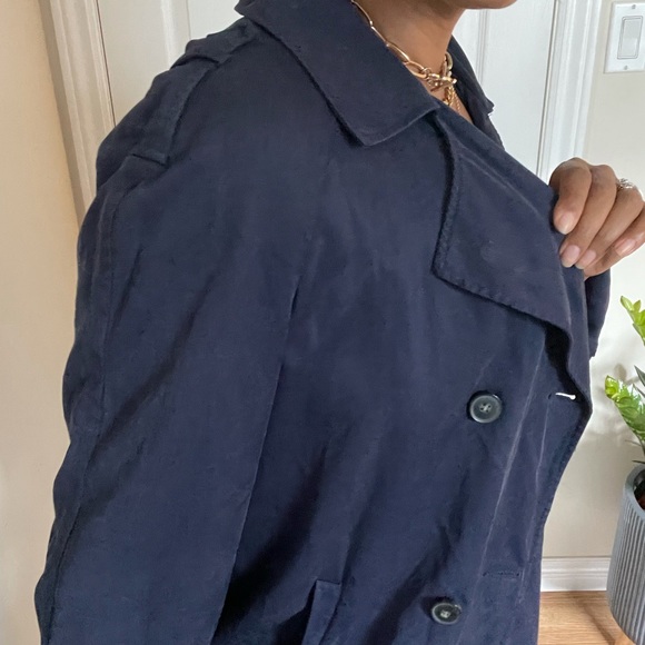 TOPSHOP | Oversized Navy Blue Trench | Size 10 - Picture 10 of 13